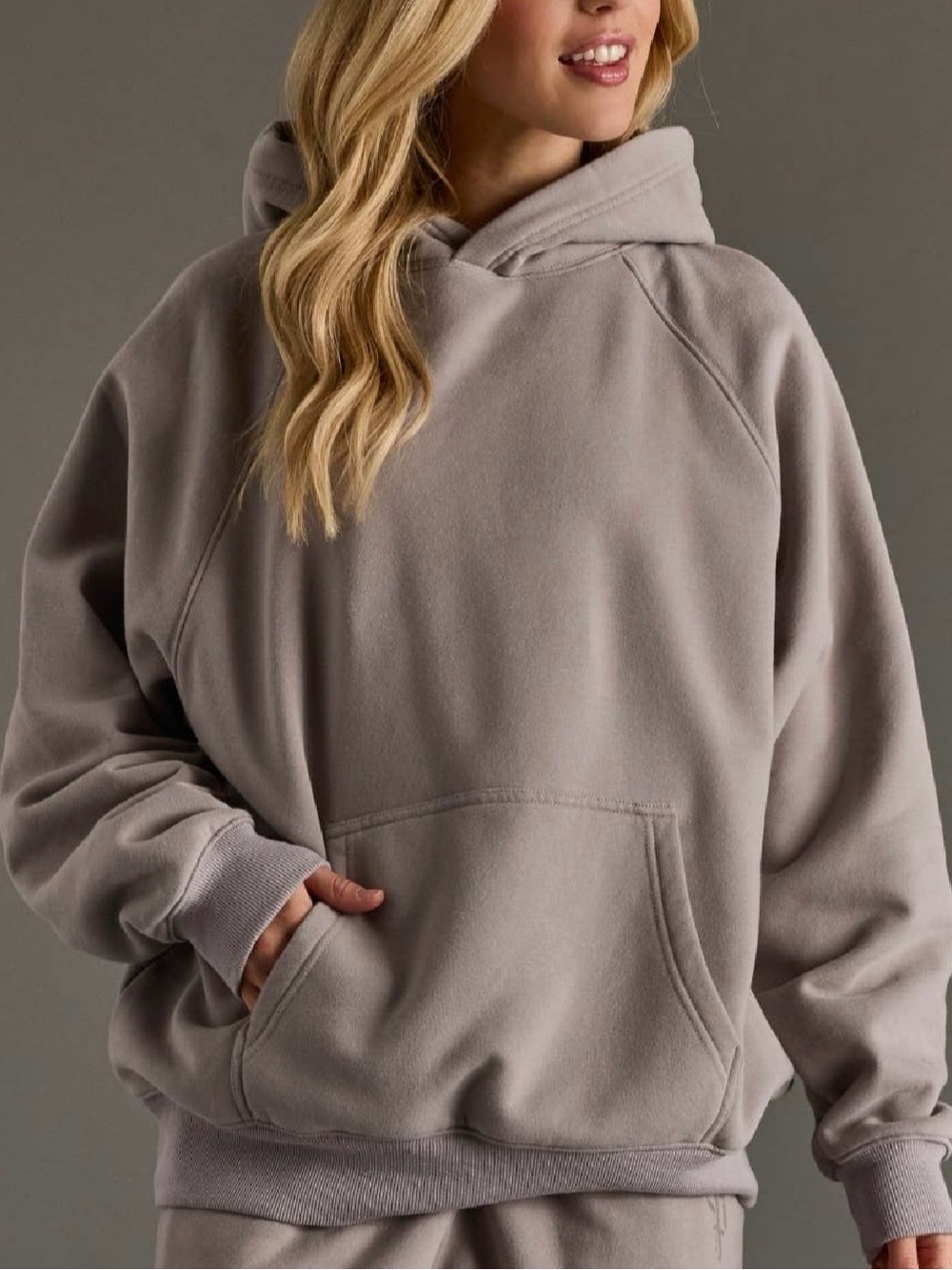 Panache Taupe Cozy Fleece Hoodie Sweatshirt